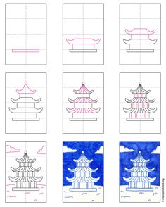 how to draw chinese architecture step by step