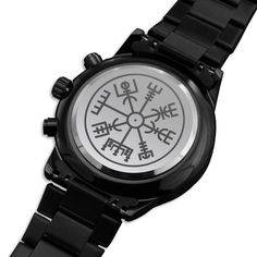 "Engraved Viking Watch for Men, Viking Watch Gift for Him, Vegvisir Watch, Personalize Gift Viking Watch for Man, Father's Day Gift for Dad Product Details: * High-quality Stainless Steel * Luxury Copper Dial * Face Diameter 38.1 mm * Watch Strap 177.8 mm * Adjusted Clasp 76.2 mm A personalized gift that can withstand constant use, this \"Seller Customized Black Chronograph Watch\" is the perfect gift for all the special men in your life. From a thoughtful groomsmen gift, an anniversary memento, Aunt Necklace, Watch Gift For Him, Watch For Man, Vikings Gifts, Picture Necklace, Watch Gift, Photo Pendant, Groomsmen Gift, Watch For Men