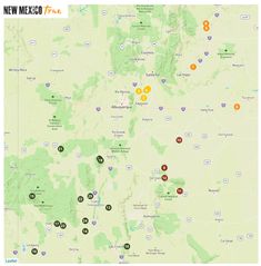 a map with many different locations in the area and numbers on each one side, including several