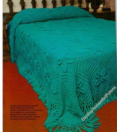 an image of a crocheted bedspread on the cover of a bed