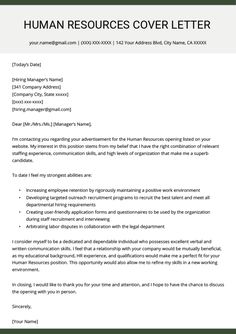 a cover letter for a human resources cover letter