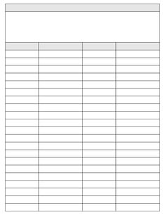 a blank sign up sheet with the numbers in it