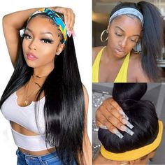 About this item 1.High Quality: 100% Brazilian Virgin Human Hair Headband Wig, soft, healthy, no smell, tangle-free, no shedding. Can be straightened, curled, bleached, dyed and styled as your own hair. 2.Wigs Advantage: Beginner friendly.Convenient with No lace and No glue.Full protective style with No leave out.Protect your edges well.No worries about the headline anymore and Easy to wear. 3.Size Adjustable: Cap Size - There are clips in the front and Velcro in the back. Average Straight wig c Brazilian Hair Wigs, Hair Wigs For Black Women, Hair Headband, Headband Wig, Virgin Hair Wigs, Natural Black Women, Short Hair Wigs, Protective Style, Curly Human Hair Wig