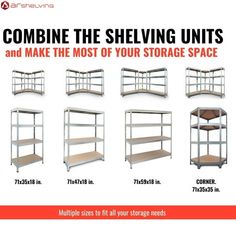 multiple sizes to fit all storage needs for the shelving units and make the most of your storage space