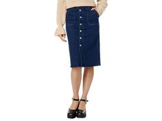 Paige Meadow Midi Skirt Utility Pockets - Women's Skirt : Jelina : Whether you pair it with sandals or tall boots, the Paige Meadow Midi Skirt Utility Pockets are sure to leave an impression. The high-waist skirt boasts a multiple-button closure on the front for an effortless statement look. The sleek skirt has two utility pockets on the side and two back patch pockets. Flattering silhouette. Brand patch on the back waist. Midi-length skirt. 100% cotton. Machine wash, dry flat. Imported. Measurements: Skirt Length: 27 in Waist Measurement: 32 in Product measurements were taken using size 25. Please note that measurements may vary by size. Midi Length Skirts, Back Patch, Tall Boots, Skirt Length, Midi Length, High Waisted Skirt, Midi Skirt, Womens Skirt, Clothes