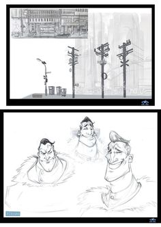 the storyboards for disney's frozen water are drawn in black and white ink