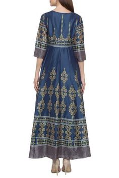 Blue and green maxi dress with all over floral geometric print motifs and placement mirror work.
Components: 1
Neckline: Round
Sleeve Length: Three quarters
Fabric: Chanderi
Color: Blue, Green
Printed, Embellished
Anarkali-style silhouette - Aza Fashions Blue Chanderi Dress With Printed Motifs, Blue Semi-stitched Block Print Anarkali Set, Semi-stitched Multicolor Printed Motifs Kurta, Multicolor Semi-stitched Printed Kurta, Festive Multicolor Block Print Dress, Green Maxi, Luxury Sale, Mirror Work, Maxi Dress Green