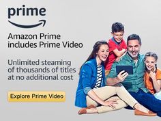 an amazon prime video ad with people sitting on the floor and one man holding a tablet