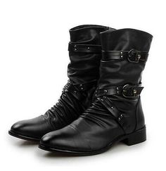 ad eBay - Men Punk Zipper Buckle Ankle Boots Pointy Toe Vintage Gothic Rock Shoes - Buy Now, click the link (eBay) Black Punk Rock, Men Uniform, Mode Country, Steampunk Boots, Womens Tall Boots, Gothic Boots, Style Steampunk, Black Punks, Faux Leather Boots