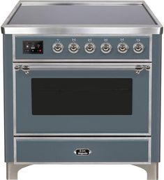 36" Freestanding Electric Induction Range with 5 Elements, 3.5 Cu. Ft. Capacity, Storage Drawer, Convection Oven, Self-Clean, TFT Oven Control Display, and Triple Glass Cool Door: Blue Grey with Chrome Trim. Magnetic waves induce heat directly in the pan for quick boiling and intense sears, leaving less heat on the surface. The large capacity oven gives plenty of space to cook multiple dishes. It provides storage for pots and pans. It also serves as the dish warmer drawer by using the residual h Window Storage, Bosch Kitchen, Ilve Range, Freezer Accessories, Freestanding Range, Kitchen Centerpiece, Induction Range, Luxury Appliances, Range Microwave