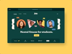 the mental fitness for students website is displayed on a computer screen, with three people smiling