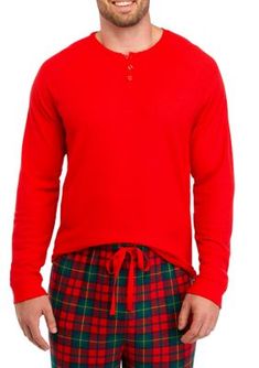 Drift off to sleep in absolute comfort with this cozy long-sleeve shirt from PAJAMARAMA. | PAJAMARAMA Men's Big & Tall Vintage Red Plaid Long Sleeve Henley Pajama Shirt Big And Tall Outfits, Pajama Shirt, Mens Big And Tall, Big & Tall, Red Plaid, To Sleep, Shirt Style, Sleeve Shirt, Pajamas