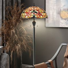 Urban Ambiance - Floor Lamp - UQL7151 Mediterranean Indoor Floor Lamp, 62''H x 18''W x 18''D, Vintage Bronze Finish, Ashborne Collection - Vintage Standing Lamp, Vintage Glass Lamp, Tall Lanterns, Indoor Floor Lamps, Tiffany Floor Lamp, Art Nouveau Pattern, Lantern Lamp, Bronze Patina, Floor Standing Lamps