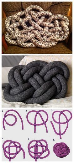 two pictures with different types of yarns and the same type of rope on it