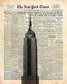 an old newspaper with the empire building on it