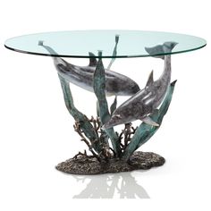 SPI Dolphin Duet Coffee Table 80267 Beach Style Coffee Tables, Beach Style Furniture, Dolphin Decor, Beach Decorations, Nautical Table, Round Glass Coffee Table, Ehlers Danlos, Unique Coffee Table, Brass Coffee Table