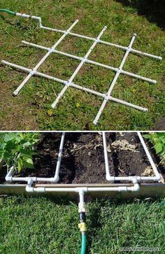 two pictures showing different ways to build a garden bed