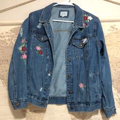 This Jacket Has Barely Been Worn. Pretty Much Brand New! It Has Gorgeous Embroidery On It. I Don’t Love The Feeling Of Denim So I Rarely Wear It. It Deserves A Better Home! Casual Embroidered Denim Outerwear, Casual Embroidered Denim Jacket For Winter, Denim Outerwear With Multicolor Embroidery Long Sleeve, Denim Outerwear With Multicolor Embroidery And Long Sleeve, Spring Denim Outerwear With Multicolor Embroidery, Casual Denim Jacket With Multicolor Embroidery, Trendy Cotton Denim Jacket With Floral Embroidery, Long Sleeve Denim Jacket With Floral Embroidery For Fall, Floral Embroidered Long Sleeve Denim Jacket For Fall