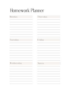 a printable homework planner with the words homework planner written on it in black and white