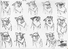 some sketches of the character from disney's animated movie, ratty mouse and other characters