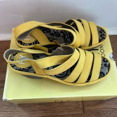 Brand New With Box Fly London Yellow Leather Sandals. Great Brand Know. For Comfort And Durability. Size 7.5. Highly Recommend. Yellow Synthetic Sandals With Arch Support, Yellow Sandals With Arch Support For Spring, Casual Yellow Sandals With Arch Support, Yellow Leather Heels With Cushioned Footbed, Yellow Sandals With Arch Support And Round Toe, Yellow Casual Sandals With Low Heel, Casual Yellow Sandals With Low Heel, Casual Yellow Low Heel Sandals, Fly London Shoes