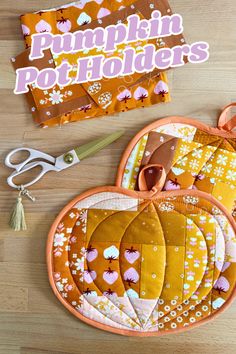 the pumpkin pot holders are made from fabric