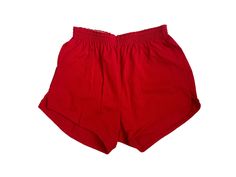 "90s russell athletic shorts. deadstock. NWOT. scarlet red. elastic waist. 11.5\" waist (laid flat, unstretched). 10\" rise. 3\" inseam. in excellent, unworn condition. made in USA. for the long run. legit. legitvintage.etsy.com legitvintage on instagram" Cotton Athletic Shorts With Elastic Waistband For Gym, Stretch Cotton Athletic Shorts For Streetwear, Stretchy Cotton Athletic Shorts For Streetwear, Red Athletic Shorts With Elastic Waistband For Workout, Red Cotton Athletic Shorts For Streetwear, Red Cotton Athletic Shorts With Built-in Shorts, Red Workout Shorts With Elastic Waistband, Red Stretch Cotton Pajama Shorts, Red Cotton Pajama Shorts With Elastic Waistband