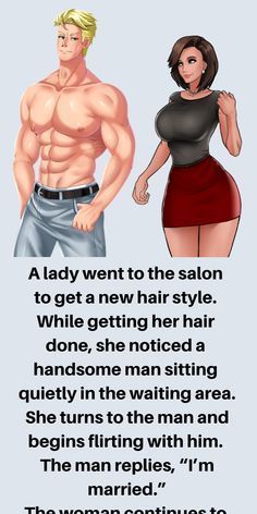 a man and woman are standing next to each other with the caption, lady went to the salon to get a new hair style while getting her hair done