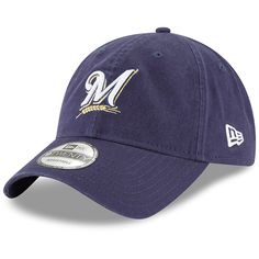 PRICES MAY VARY. Officially licensed by the MLB Embroidered Graphics: Intricate embroidered graphics with raised details showcase the iconic Milwaukee Brewers logo, ensuring a standout look. One Size Fits Most: The adjustable fabric strap with a slide buckle ensures a comfortable fit for a wide range of head sizes, while displaying your favorite baseball team's primary logo and color! Material: Crafted from 100% cotton, this hat offers a soft feel and durability for long-lasting wear. Stylish: E Collegiate Cotton Dad Hat With Embroidered Logo, Navy Dad Hat With Embroidered Logo, Dad Hat With Embroidered Logo For Fan Gear, Embroidered Logo Dad Hat For Fan Gear, Fan Gear Dad Hat With Embroidered Logo, Navy Hat With Embroidered Logo And Curved Visor, Curved Bill Cotton Hat For Fan Merchandise, Cotton Curved Bill Hat For Fan Merchandise, Team-colored Cotton Hats With Curved Brim