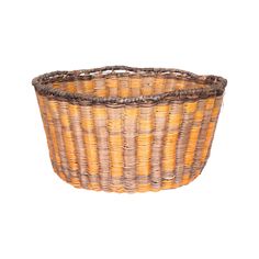 a wicker basket is shown on a white background