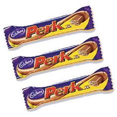 three bars of cadbury's perk chocolate