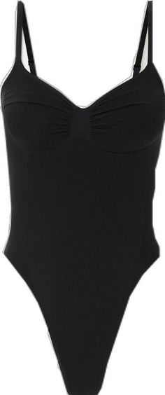 Seamless Stretch One-piece Leotard, Fitted One-piece Bodysuit With Lined Body, Black Swimwear With Medium Bust Support And High Stretch, Black Sculpting Shapewear Swimwear, Stretch Bodysuit With Built-in Bra, Fitted Bodysuit With Boning, Sleek Fitted Swimwear With Built-in Bra, High Stretch One-piece Leotard With Built-in Bra, Seamless Elastane Bodysuit