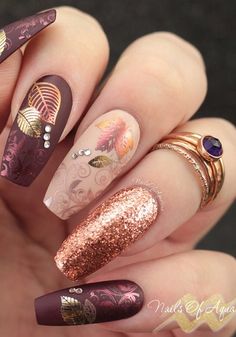 Nail Art Images, Fall Nail Art Designs, Fall Acrylic Nails, Thanksgiving Nails, Fall Nail Art, Autumn Nails, Fall Nail Designs, Fancy Nails, Nail Stamping