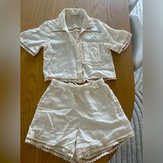 Abercrombie, Never Worn Beige Cotton Short Sets, Cotton Sets For Day Out With Short Shape, Casual Linen Sets With Shorts, Casual Short Linen Sets, Beige Cotton Sets For Day Out, Cotton Beige Sets For Day Out, Abercrombie Jeans, Abercrombie And Fitch Shorts, Denim Belt