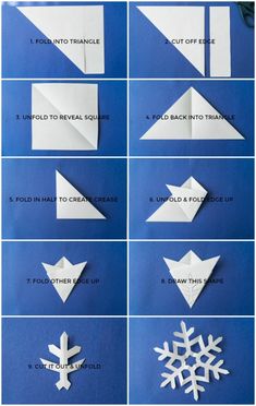 instructions to make an origami snowflake