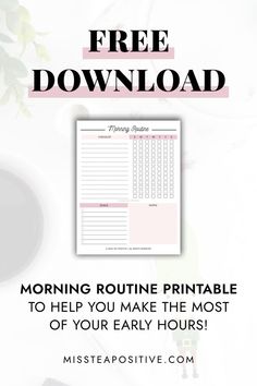 How to plan your morning routine and organize it effectively? Download this free morning routine printable PDF to have a productive morning! Also, this morning routine planner checklist for kids or adults is perfectly editable. Office Printables, Good Leadership Skills