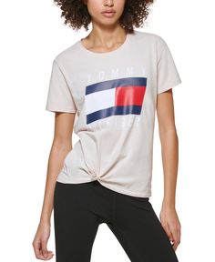 Logo print at front; tie at front hem|Imported|Crewneck|Connect with a stylist & get free expert advice online or in stores for your wardrobe| home & more. Book Now Women's Tie, Crop Top Sweatshirt, Flag Logo, Womens Tie, Sweaters And Leggings, Tommy Hilfiger Women, Knit Crewneck, Matching Family Outfits, Family Outfits