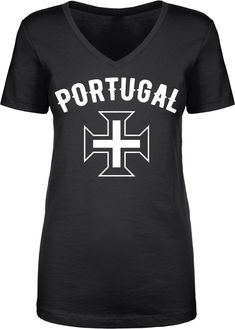 Show your Portugal pride We prefer to print this design on Next Level's LADIES Ideal T line which is 60% combed ringspun cotton/40% polyester (yes, that is the good soft stuff, not the cheap scratchy kind), but if those are not available from our supplier for the size and color you'd like we will use a comparable brand as a replacement to get you your item as soon as possible with the same quality and feel you've come to expect from Next Level. The design is printed and shipped in the USA. If yo Christ Cross, The Cross Of Christ, Novelty Clothing, No Heat, Sports Fan, Soccer Jersey, Sizing Chart, Womens Clothing Tops, Not Available