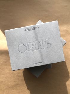 three folded papers on top of each other with the word orbis printed on them