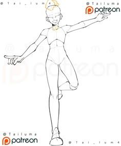 a drawing of a woman in a bodysuit with her arms spread out and hands outstretched