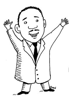 a black and white drawing of a man in a suit with his hands up to the sky