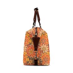 • Orange Boho Bag: Showcases an elegant and intricate orange and brown bohemian floral pattern, perfect for those who love 70s-inspired designs.• 70s Boho Travel Bag: A stylish duffel bag that captures the essence of the 70s hippie floral vibe.• 70s Hippie Floral Duffel Bag: Features a unique floral pattern, making it a standout piece for any boho fashion enthusiast.• Flight Bag: Meets carry-on size requirements with dimensions of 19.7" x 8.5" x 14.5", ideal for air travel.• Waterproof Carry-On Vintage Orange Satchel Shoulder Bag, Vintage Brown Shoulder Bag For Trip, Vintage Brown Travel Bag With Large Capacity, Vintage Orange Shoulder Bag, Brown Floral Print Shoulder Bag For Travel, Brown Vintage Travel Bag With Large Capacity, Vintage Orange Tote Shoulder Bag, Brown Floral Print Tote Shoulder Bag, Brown Floral Print Bag For Everyday Use