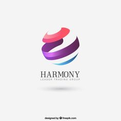 the logo for harmony is made up of overlapping shapes and has a circular shape that looks like