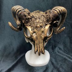 Metallic Ram Mask With Horns Silver or Gold Steampunk Forest Fairy Fae Fantasy Gothic Halloween - Etsy Gothic Gold Masks And Prosthetics For Costume, Steampunk Forest, Ram Mask, Mask With Horns, Fairy Mask, Goat Mask, Gold Man, Metal Horns, Metal Mask