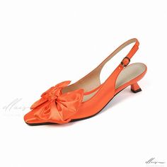 Elluis - Elegant Pointed Toe Stiletto Heels with Butterfly Knot Detail, Open Back and Small Square Head Design - Perfect for Sophisticated, Minimalist Style Butterfly Knot, Open Back, Pig Skin, Minimalist Fashion, Stiletto Heels, Square, Heels, Design