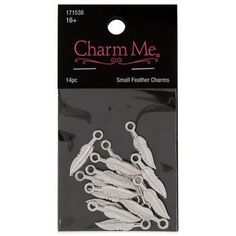 charm me small feather charms in white pack of 10 - 1 / 2 x 3 / 8