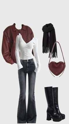 Cherry red fall outfit Cherry Red Outfit, Cool Outfit Ideas, Outfit For Fall, Cool Outfit, Fashion Diy, Simple Trendy Outfits, Red Outfit