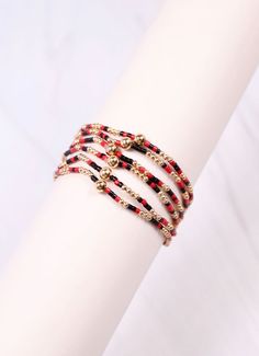 This bracelet set features six individual strands that are all identical. It is beaded in a two tone color fashion with gold accent beads. Wear all together for a stacked look, or mix and match them to create your own style. Stretch to fit most wrists. Own Style, Color Fashion, Gold Accent, Colorful Fashion, Mix And Match, Gold Accents, Bracelet Set, Beaded Bracelet, Two Tone