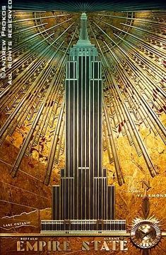 the empire state building is shown in this poster