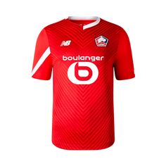 a red soccer jersey with white lettering on the chest and numbers 6 in front of it